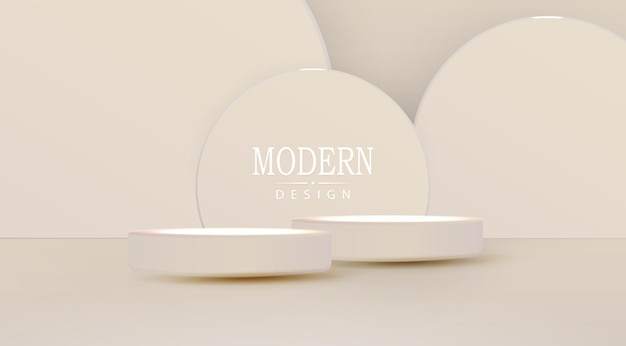 Oval frames with a round stage on a delicate beige design