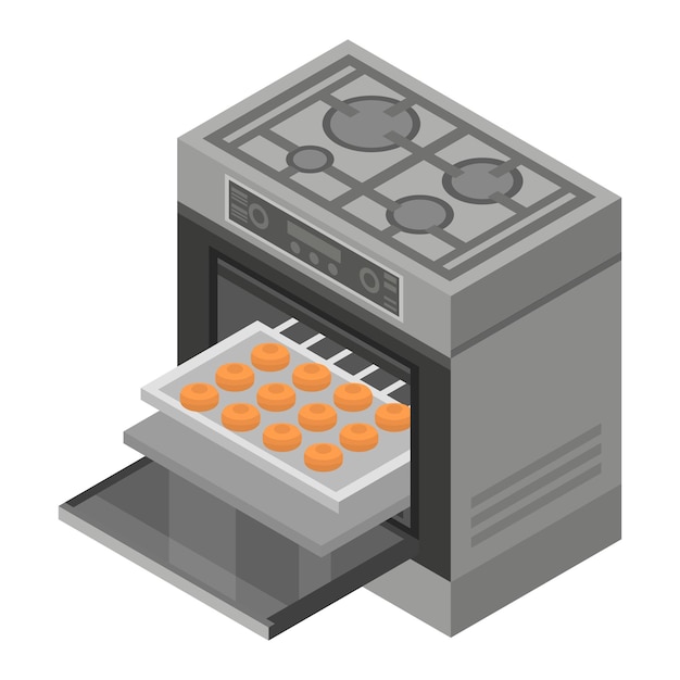 Oven icon Isometric of oven vector icon for web design isolated on white background