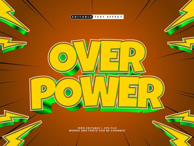 over power editable text effect in superhero and power text style