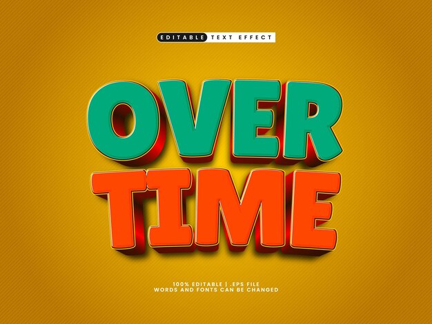 over time editable text effect in kids and joyful text style