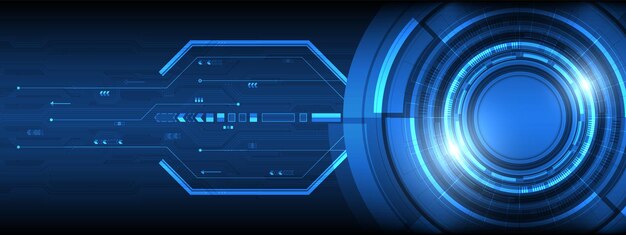 Overlappende cirkel digital smart linseteknologi med lyseffekt printkort med pil baggrund