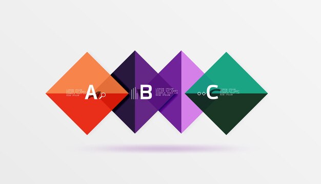 overlapping square infographics vector template background for workflow layout diagram number options or web design