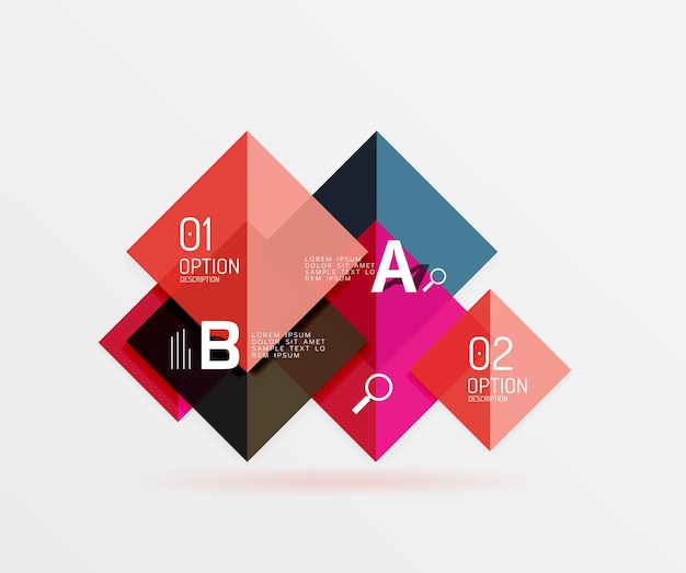 Overlapping square infographics Vector template background for workflow layout diagram number options or web design
