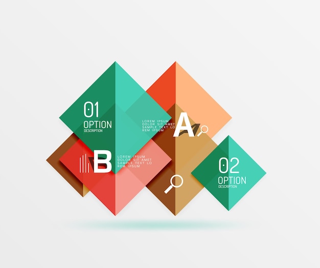 Overlapping square infographics Vector template background for workflow layout diagram number options or web design