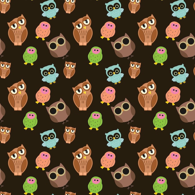 owls attempt to fly seamless vector pattern design 2