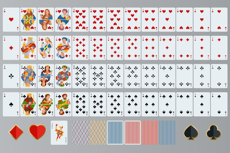 Vektör oyun kartları seti. poker kartları tam seti.