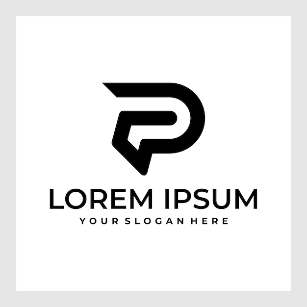 P modern abstract logo design.logo letter p line ribbon
