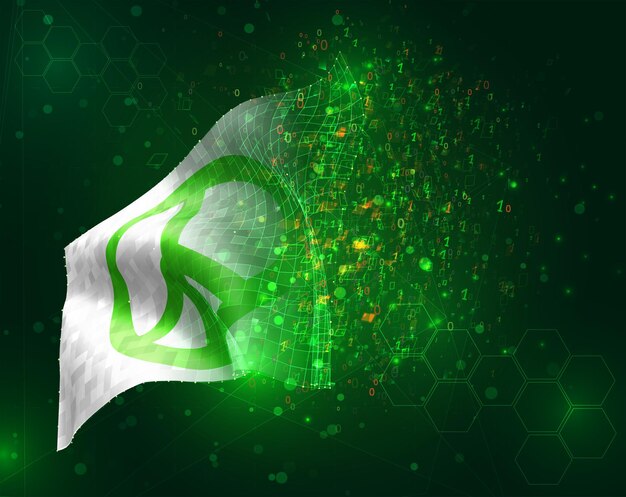 Pacifisme, vektor 3d-flag på grøn baggrund med polygoner og datatal