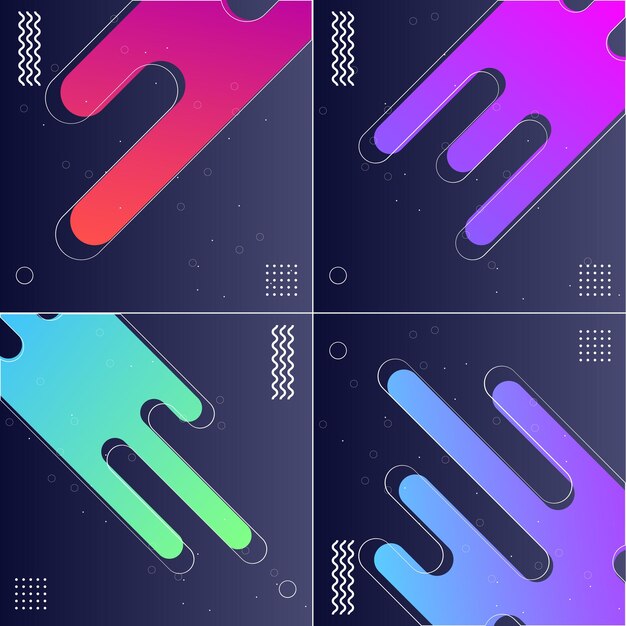 Pack of 4 Abstract Backgrounds in Color Vector Illustrations