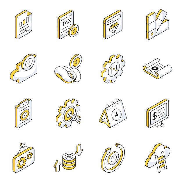 Pack of Business and Finance Flat Icons