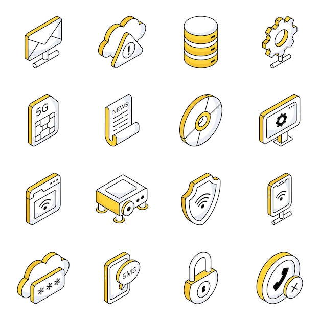 Pack of Cloud Hosting Flat Icons