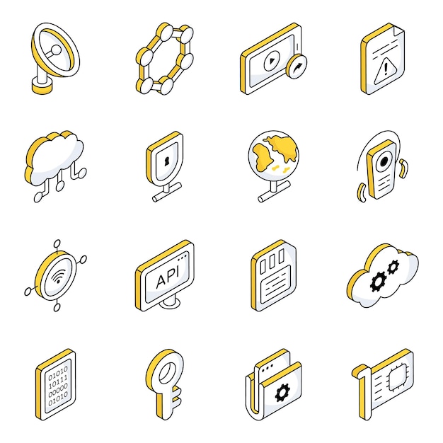 Pack of Cloud Storage Flat Icons