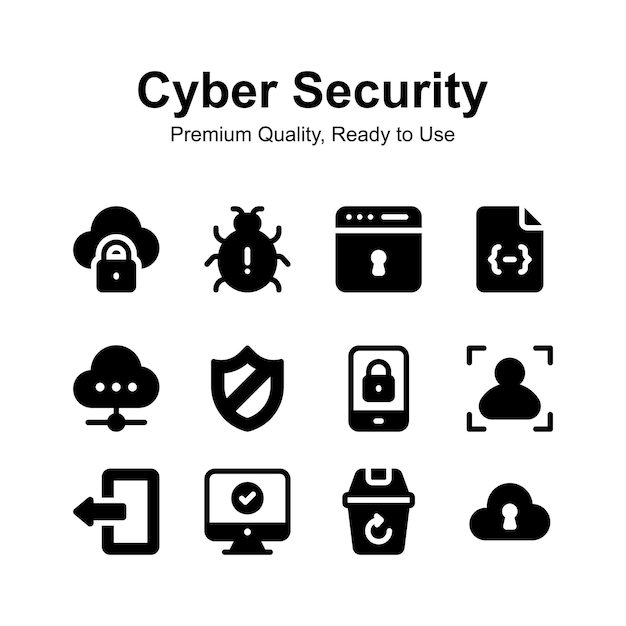 Pack of cyber security icons premium quality ready to use