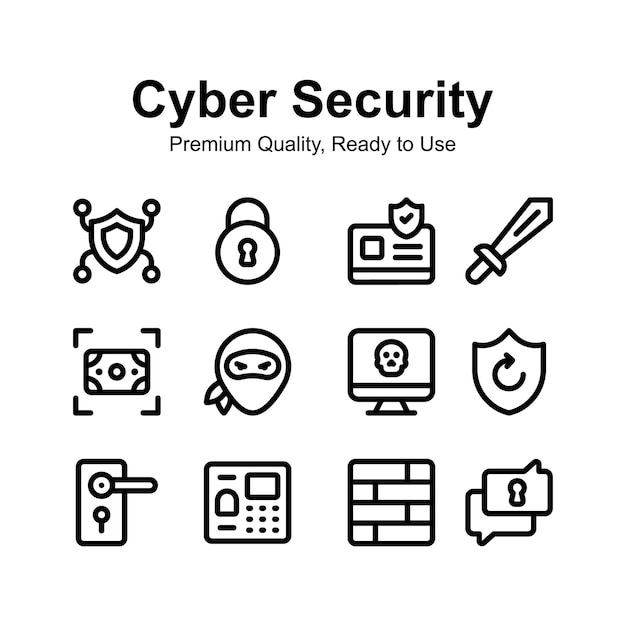 Pack of cyber security icons up for premium use