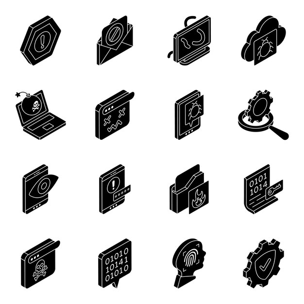 Pack of Cybercrime Solid Icon