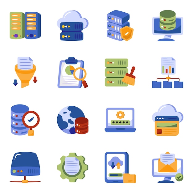 Pack of Data Flat Icons