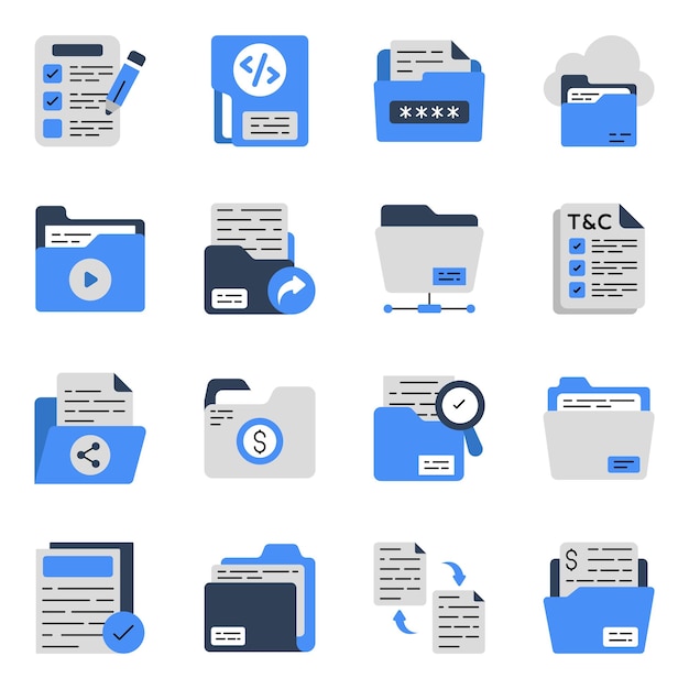 Pack of Doc Flat Icons
