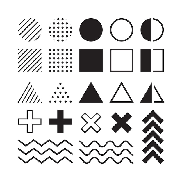 Pack of memphis elements in black