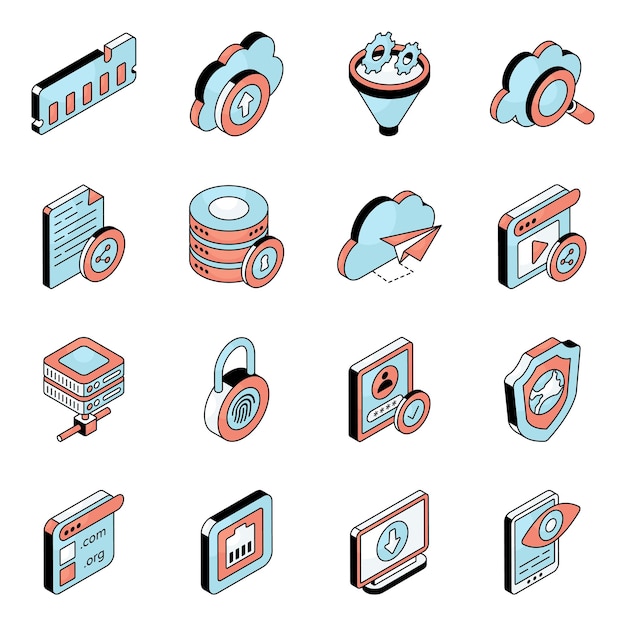 Pack of Network and Technology Flat icon