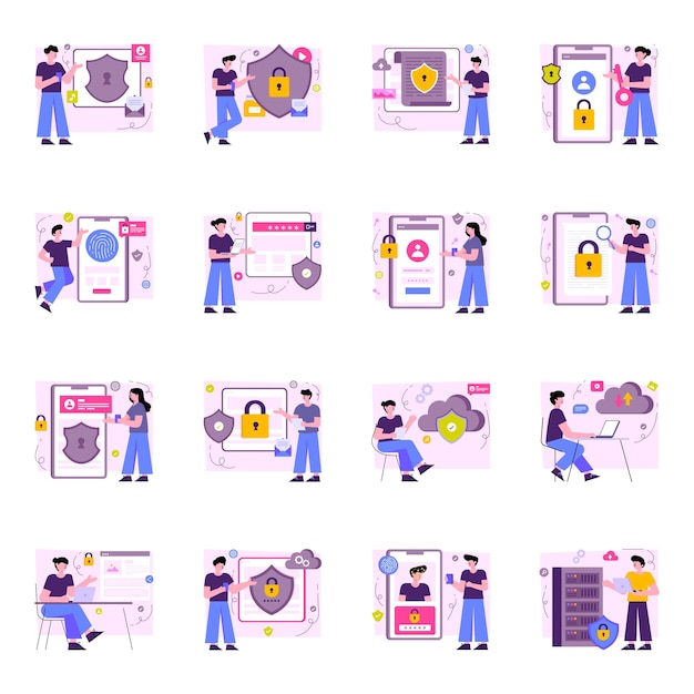 Pack opf Security Flat Illustration