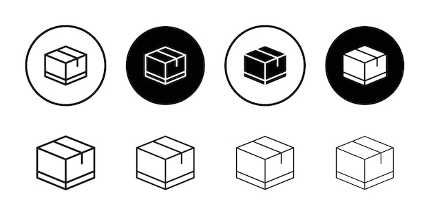 Package icon outline set sign