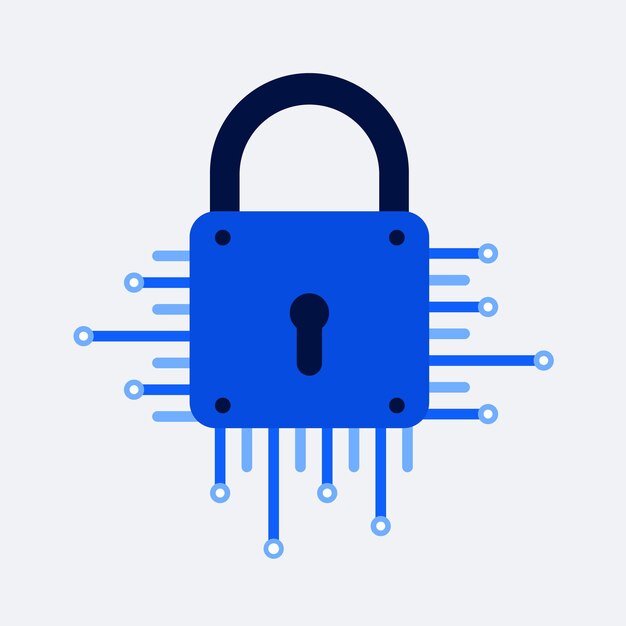 Padlock concept icon of cyber security Flat vector illustration