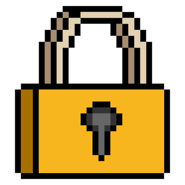 Padlock in pixel art style