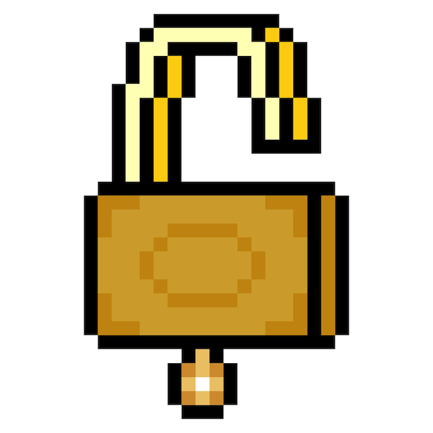 Padlock key in pixel art style