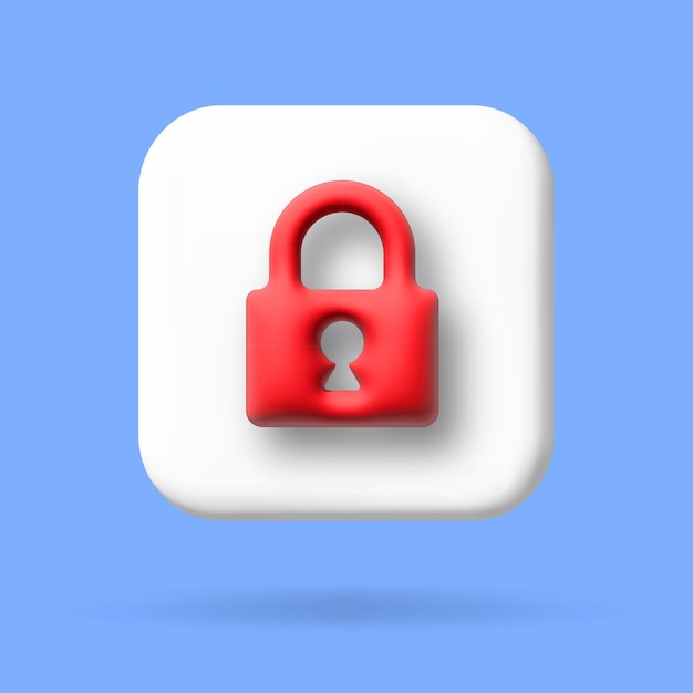 Padlock lock Security safety encryption protection privacy concept 3d vector cartoon illustration speech bubble with heart