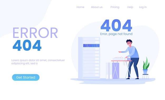 Page 404 error  server and network administrators maintenance illustration