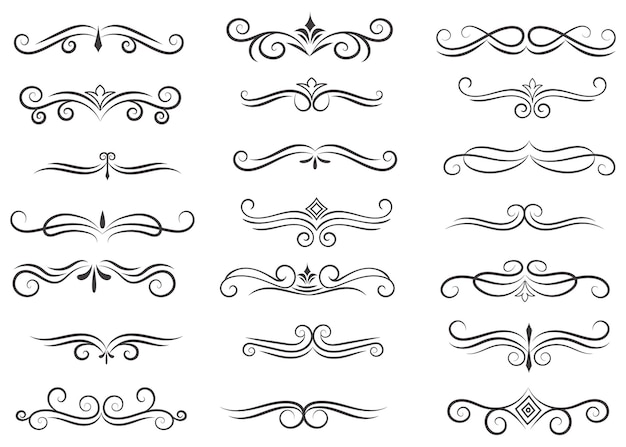 Page Divider And Design Elements Set of Various Simple Black Divider Design Assorted Divider