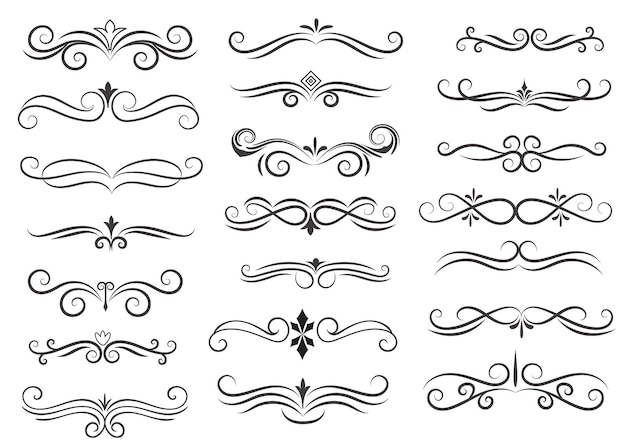 Page Divider And Design Elements Set of Various Simple Black Divider Design Assorted Divider