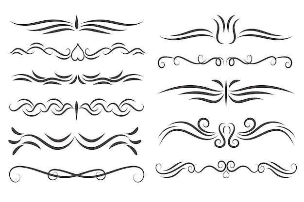 Page Divider And Design Elements Set of Various Simple Black Divider Design Assorted Divider