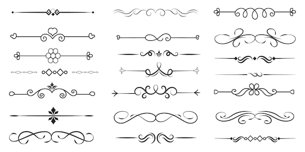 Page Divider And Design Elements Set of Various Simple Black Divider Design Assorted Divider