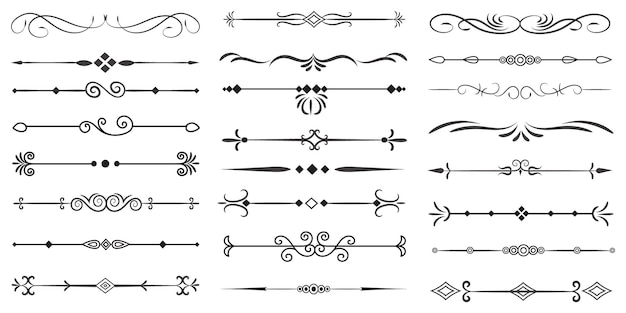 Page Divider And Design Elements Set of Various Simple Black Divider Design Assorted Divider