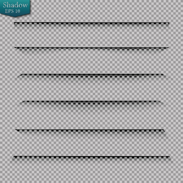 page divider with transparent shadows isolated pages separation vector set transparent shadow realistic illustration