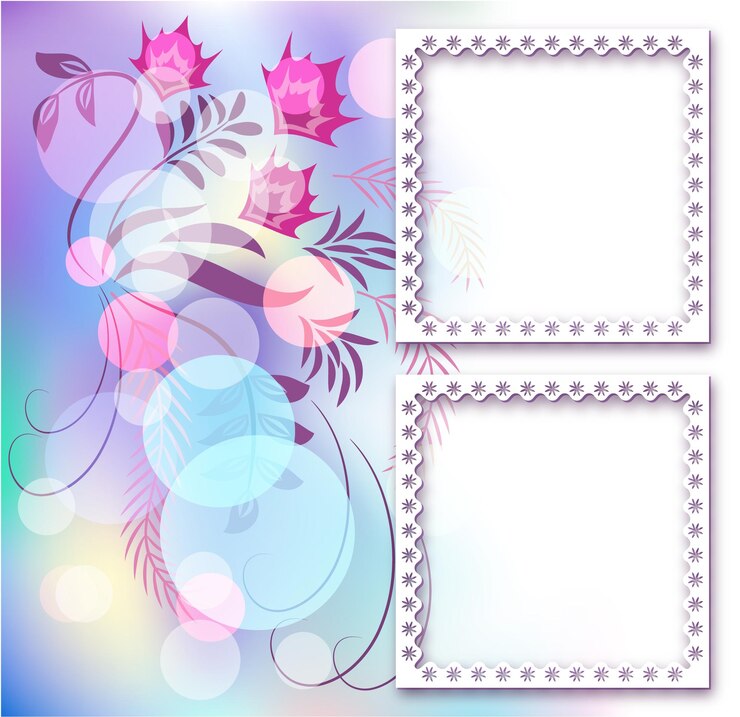 Vektör page layout photo album with floral ornament