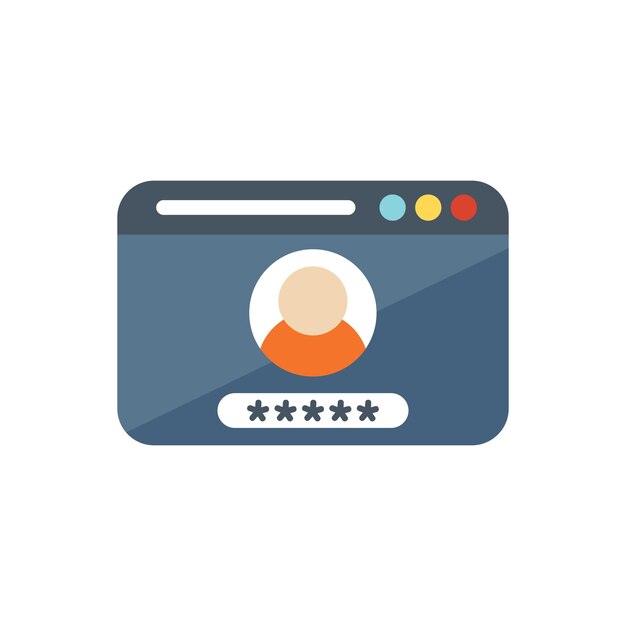 Page log password icon flat vector Web account Internet screen isolated