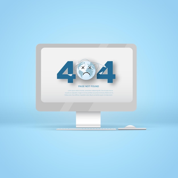 page not found 404 404 error page with world cartoon and  paper origami plane flying in traffic