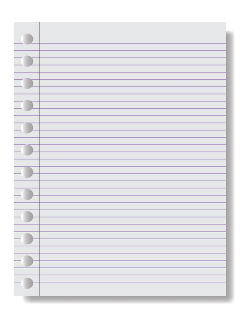 Page of lined yellow paper background for notice. Educational vector illustration