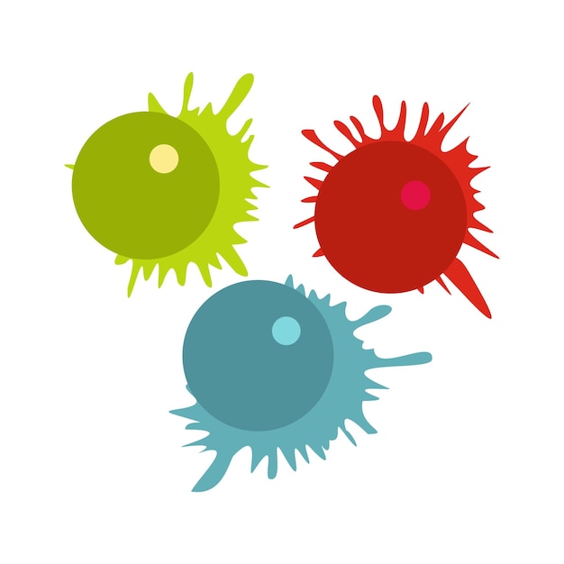 Paintball balls with splashes icon isolated on white background