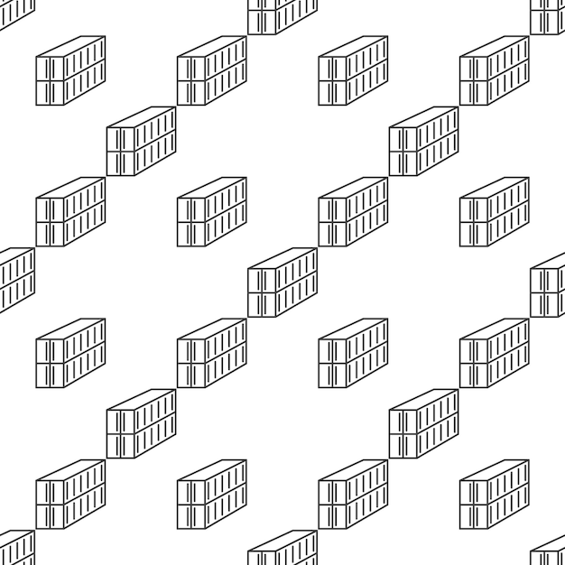 Pair of Shipping Containers vector line seamless pattern