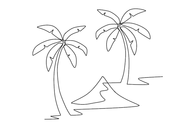 Palm tree concept oneline drawing