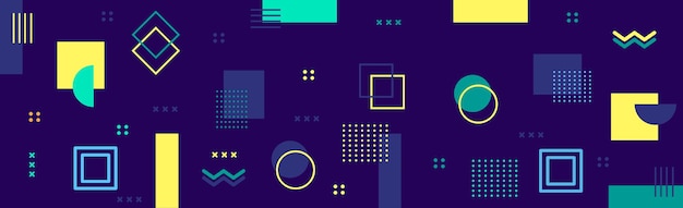 panoramic dark purple abstract background with different geometric shapes web template texture vector