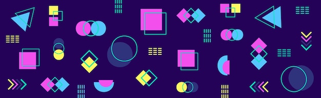 panoramic dark purple abstract background with different geometric shapes web template texture vector