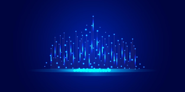 Panoramic technology concept light abstract backgroundImage of speed motion blue and purple neon