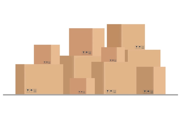 Paper boxes cardboard export carton packages pile stack for shipping logistic wholesale