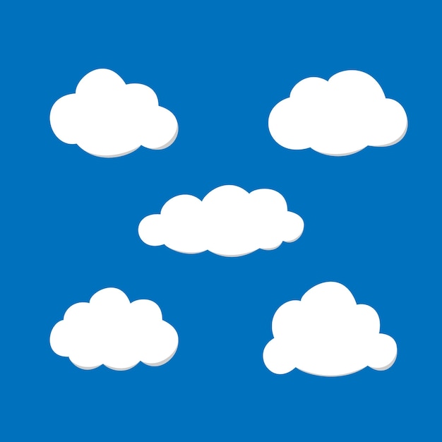 Paper clouds illustrated background on blue Can be used as icon sign element for web design