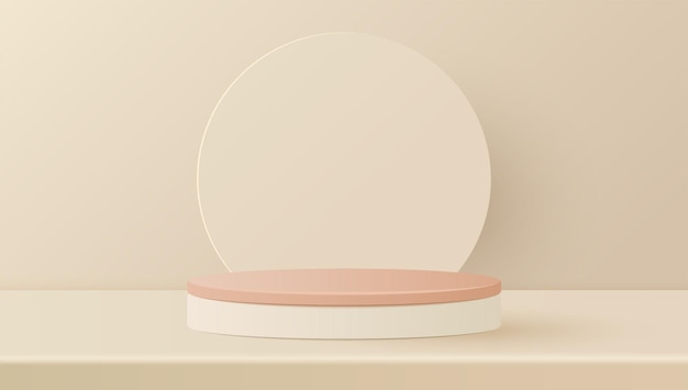 paper cut of pink and beige 3d cylinder stand podium vector luxury geometric forms abstract minimal scene for product presentation mock up show cosmetic