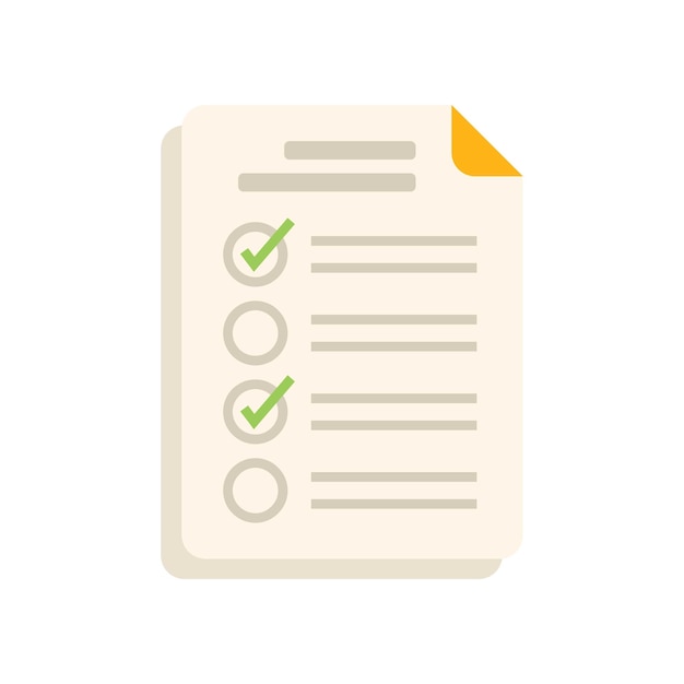 Paper mark test icon flat vector Exam answer Form sheet isolated